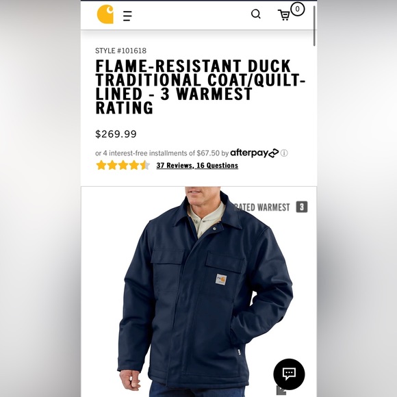 Carhartt FR Flame Resistant Blue Heavy Duty Duck Canvas Utility Jacket L / Tall - Picture 11 of 11